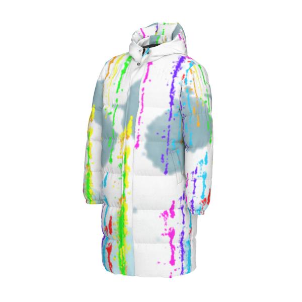 Warme Wintermantel mit Hundemotiv Alec – Popart Hundemotiv, 90% Daunen, 10% Federn, bunt, stylisch, Schäferhund, Rottweiler, Mix, SOKA, Listenhund, Größe XS- 4XL